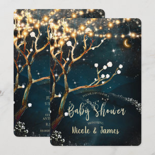 Invitation Lumières de l'arbre de soirée rustique Baby Shower