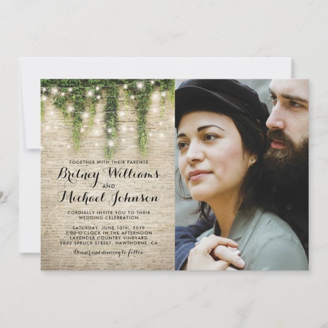 Invitation Lumières de l'église du château rustique Mariage p (Devant)