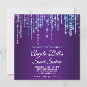 Invitation Lumières de Licorne Étincelantes Royal Violet Douz