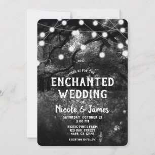 Invitation Lumières de mariage de la forêt enchantée rustique