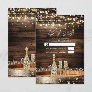 Invitation Lumières de mariage de réponse RSVP au Champagne e