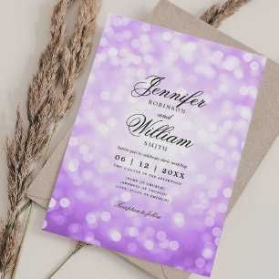 Invitation Lumières de mariage élégantes Vintage pourpre QR R