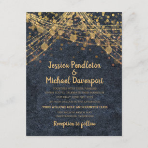 Invitation Lumières de mariage en guirlande dorée et pailleté