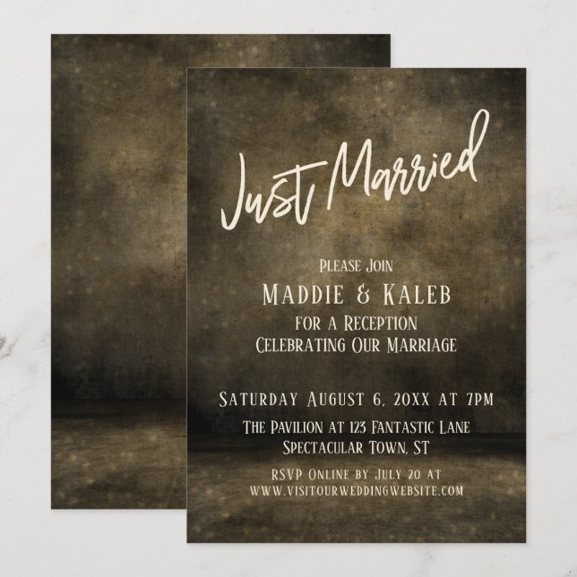 Invitation Lumières de mariage industriel typographie décontr (Devant / Derrière)