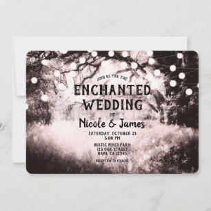 Invitation Lumières de mariage vintage rose poudré Forêt Ench