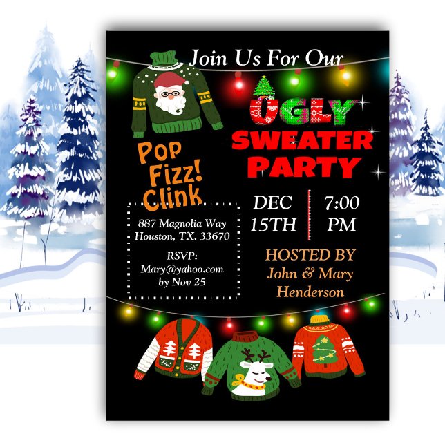 Invitation Lumières de Noël en Chaîne Pull Ugly (Créateur téléchargé)