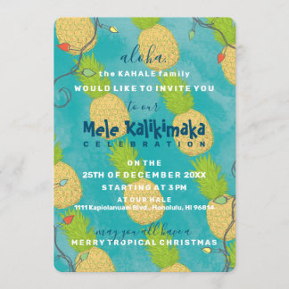 Invitation Lumières de Noël tropicales hawaïennes d'océan