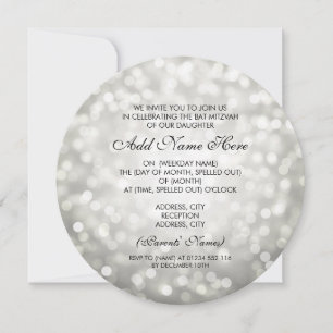 Invitation Lumières de Parties scintillant en argent bat mitz