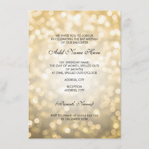 Invitation Lumières de parties scintillantes d'or de bat