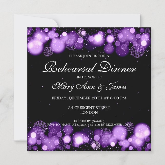 Invitation Lumières de pourpre de dîner de répétition de (Devant)