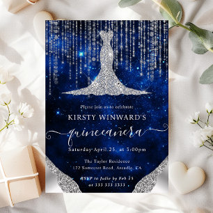 Invitation Lumières de Quinceanera en forme de diamant et gui