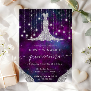 Invitation Lumières de Quinceanera en forme de diamant et gui