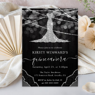 Invitation Lumières de Quinceanera en forme de diamant et gui
