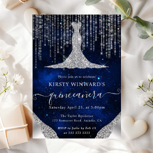 Invitation Lumières de Quinceanera en Robe de Diamant et en F
