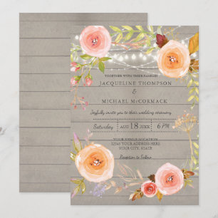 Invitation Lumières de scintillement rustique Mariage couronn