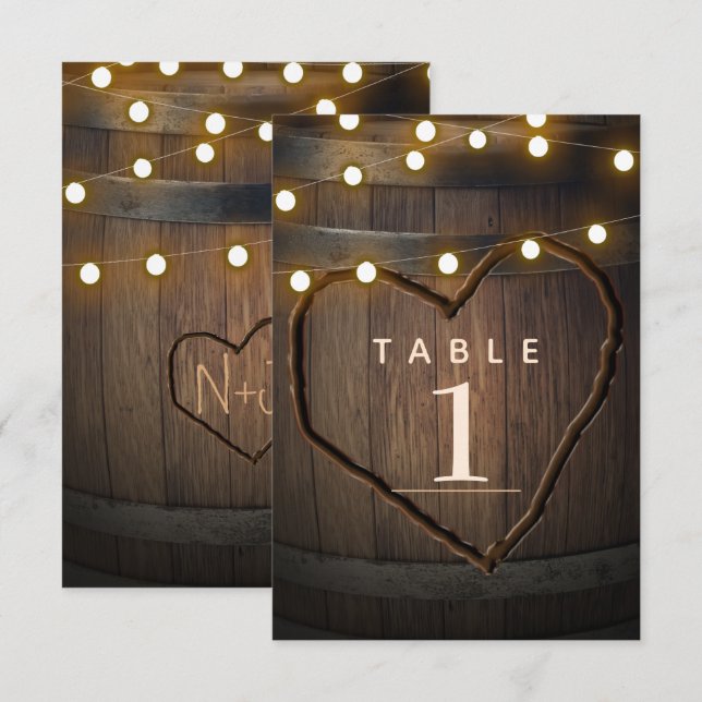 Invitation Lumières de tonneau en bois Table de mariage rusti (Devant / Derrière)