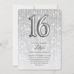 Invitation Lumières de torches d'argent 16e anniversaire