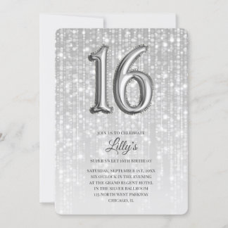 Invitation Lumières de torches d'argent 16e anniversaire