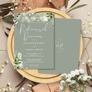Invitation Lumières de verdure Guirlande Vert Sauge Dîner de
