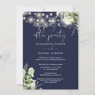Invitation Lumières de verdure Navy Mariage heureux pour touj