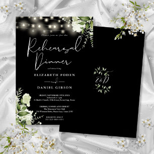 Invitation Lumières de verdure noires et blanches pour le dîn
