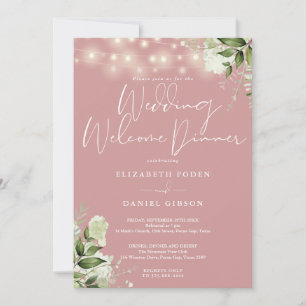 Invitation Lumières de verdure rose poussiéreuse Mariage dîne