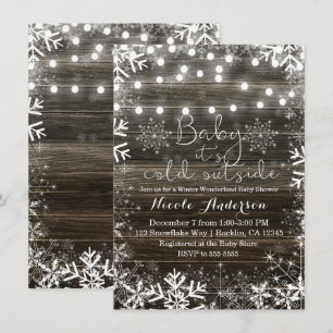 Invitation Lumières d'hiver et flocons de neige Baby Shower r