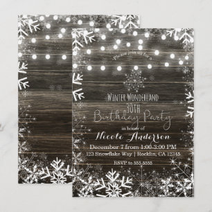 Invitation Lumières d'hiver et flocons de neige Fête d'annive