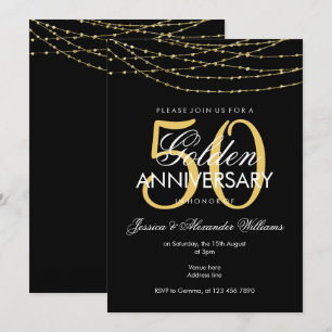 Invitation Lumières dorées glamour pour 50e anniversaire de m