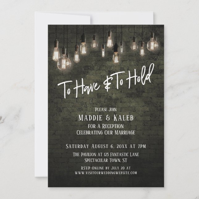 Invitation Lumières Edison en brique industrielle à avoir et  (Devant)