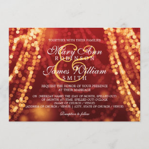 Invitation Lumières élégantes de ficelle d'or de mariage