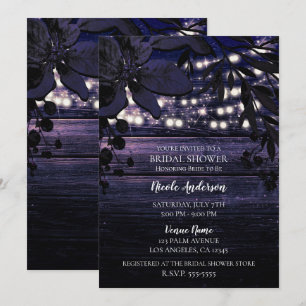 Invitation Lumières en Bois Florales Foncées Violettes Enterr