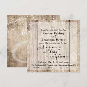 Invitation Lumières en bois rustique pour réception de mariag