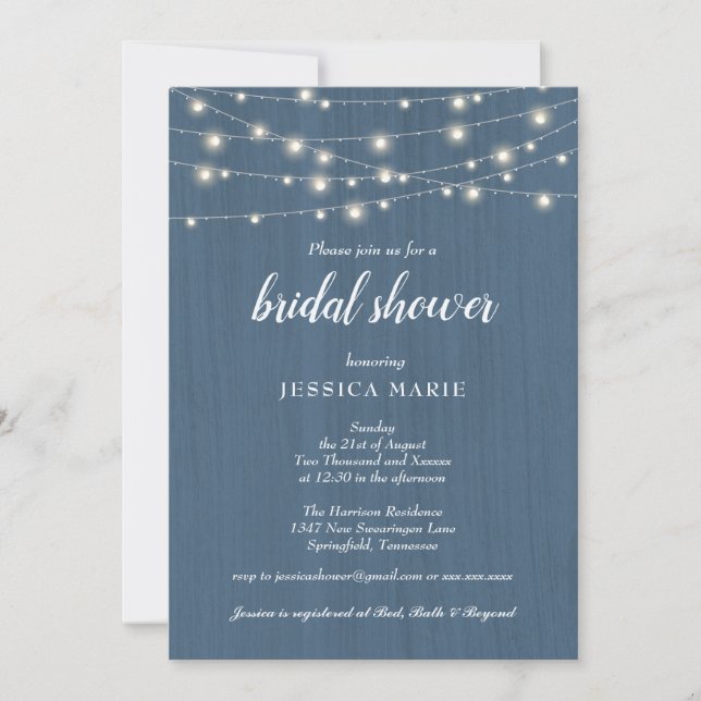 Invitation Lumières en bois rustique pour une Baby Shower Dus (Devant)