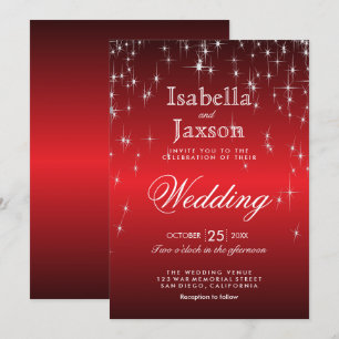 Invitation Lumières étoile scintillante rouge mariage