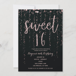 Invitation Lumières Étoiles Enchantées Blush Rose Gold Sweet 