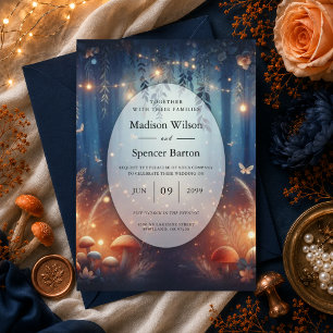 Invitation Lumières Féeriques et Mariage Magique en Forêt au
