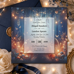Invitation Lumières Féeriques et Mariage Magique en Forêt au
