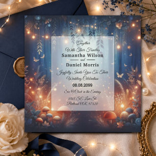 Invitation Lumières Féeriques et Mariage Magique en Forêt au