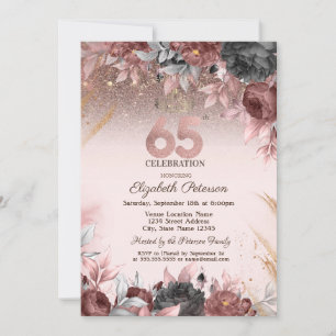 Invitation Lumières, fleurs chic scintillantes 25e anniversai