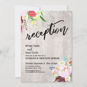 Invitation Lumières Florales Bohèmes Réception de Mariage en