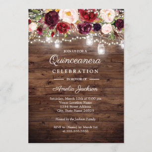 Invitation Lumières Florales Bourguignonnes en Bois Rustique