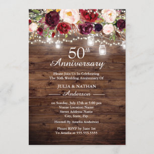Invitation Lumières Florales Bourguignonnes Rustiques 50e Ann