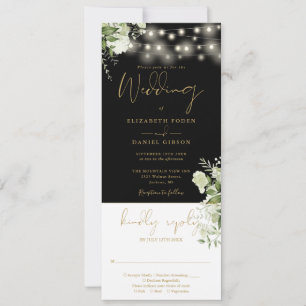 Invitation Lumières Guirlande Florales Noir Or Tout En Un Mar
