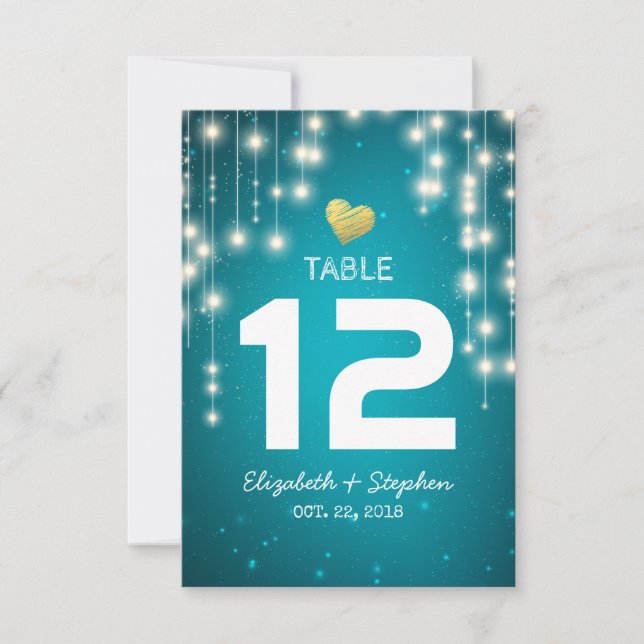 Invitation Lumières Guirlande Mariage Plan de Table Numéro de (Devant)