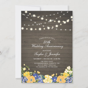 Invitation Lumières Guirlandes & Bois   50e Anniversaire de M