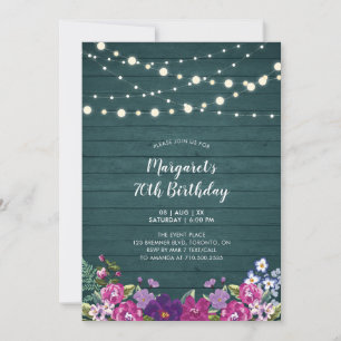 Invitation Lumières Guirlandes & Bois   Fête d'anniversaire a