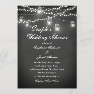 Invitation Lumières Guirlandes Tableau Mariage Couple Shower