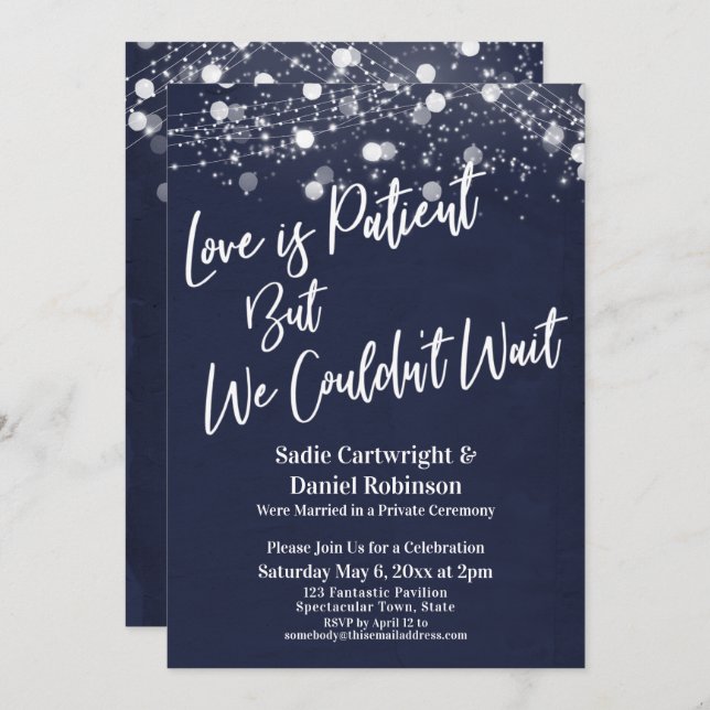 Invitation Lumières L'amour texturé est Patient Réception de  (Devant / Derrière)