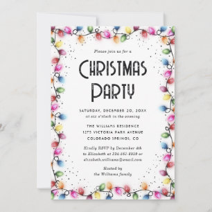Invitation Lumières multicolores flocons de neige Noël Fête